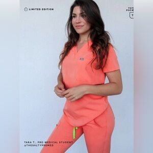 LIMITED EDITION Figs Hot Coral Catarina Scrub Top
